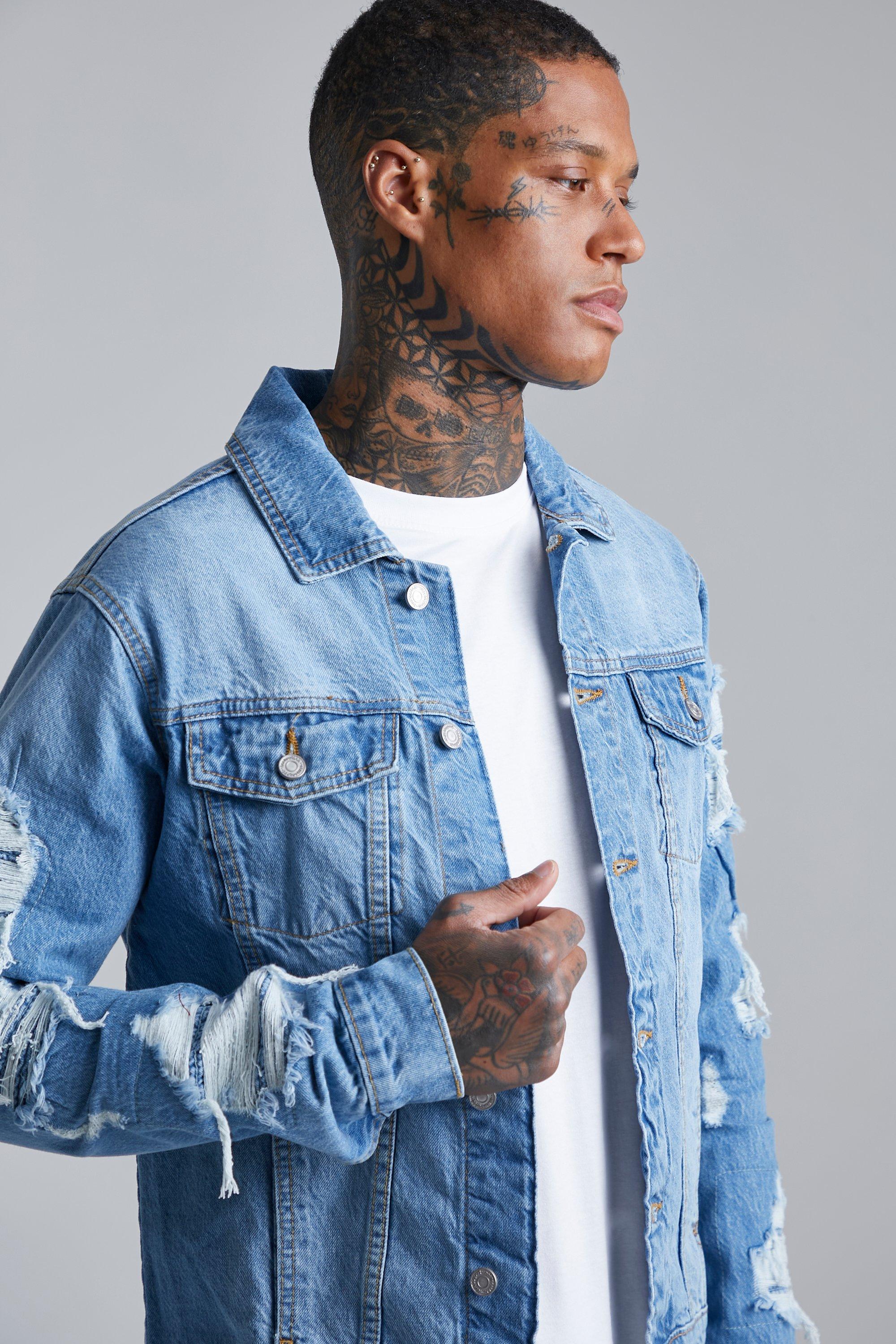 Biker jean jacket top mens